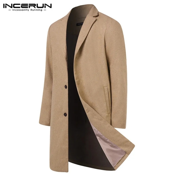 Incerun [L] Men's Beige Coat - Picture 2 of 3